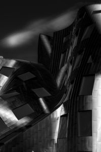 Architecture of Frank O. Gehry, building, silver, curved, Las Vegas, the USA Architecture of Frank O. Gehry, building, silver, curved, Las Vegas, the USA